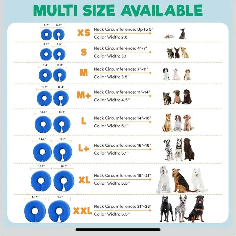 Inflatable Dog Cone Collar Alternative, Soft Dog Cone Large